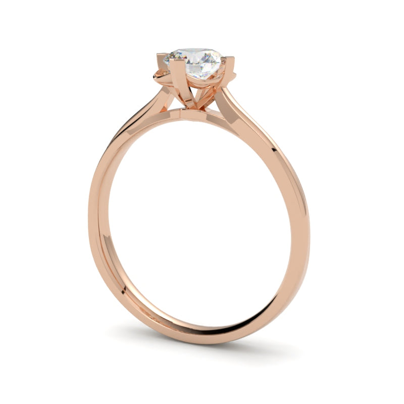 Pierścionek z różowego złota 750 – nowoczesna oprawa z diamentem w szlifie brylantowym